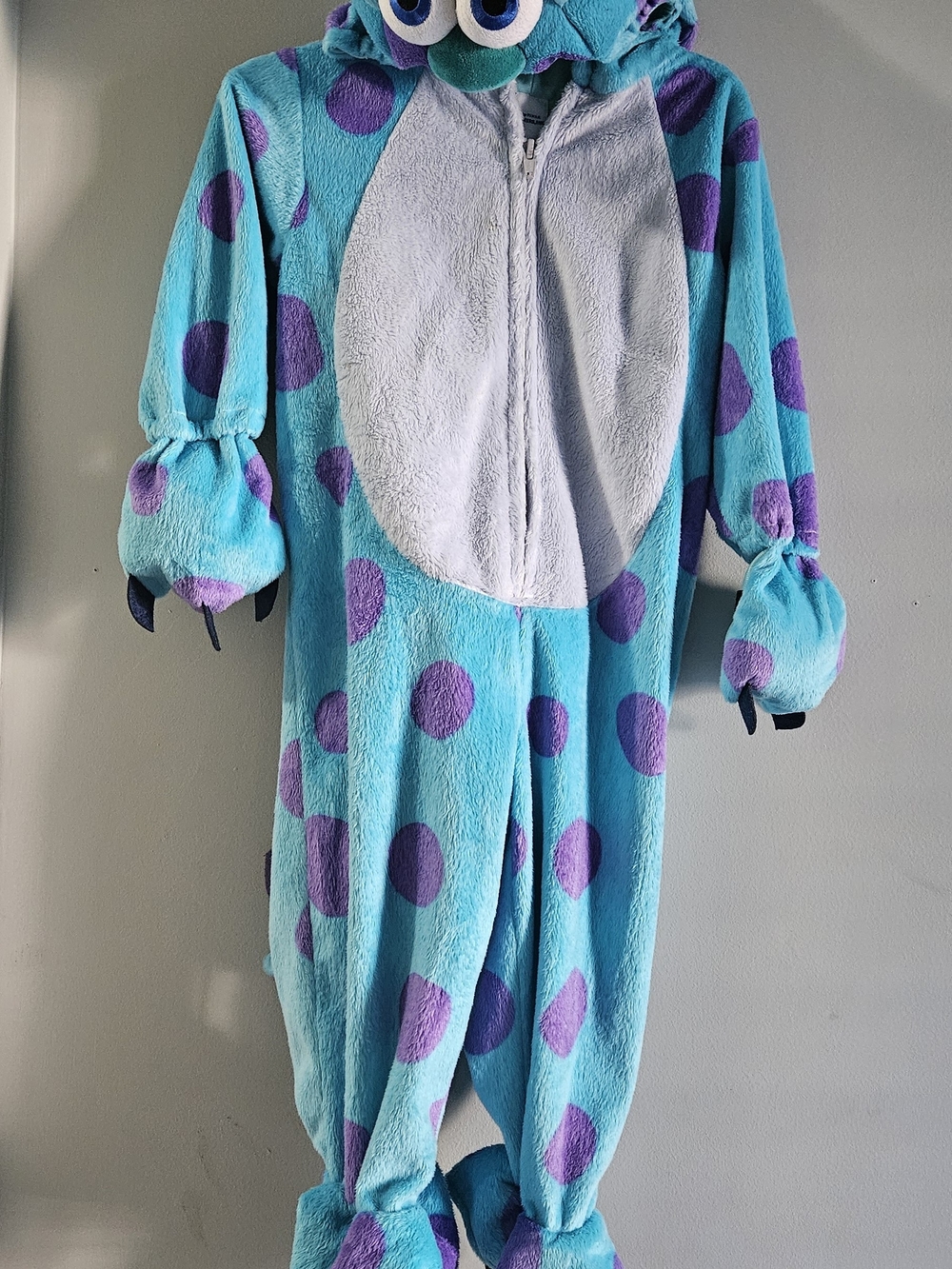 Disney Teal & Purple Monster Hooded One-Piece Footie